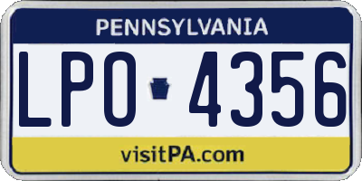 PA license plate LPO4356