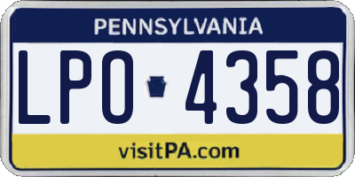 PA license plate LPO4358