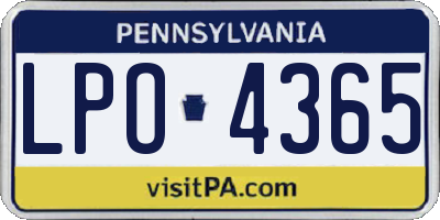 PA license plate LPO4365