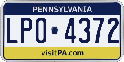 PA license plate LPO4372