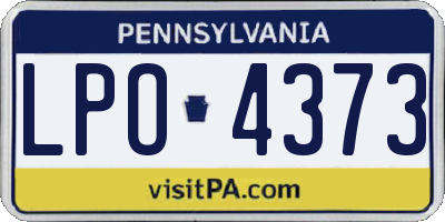 PA license plate LPO4373