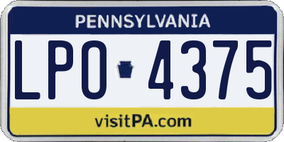 PA license plate LPO4375