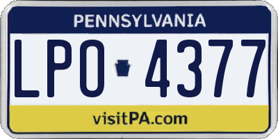 PA license plate LPO4377