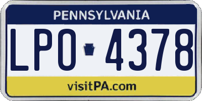 PA license plate LPO4378