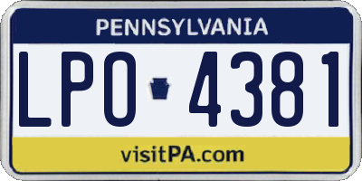 PA license plate LPO4381