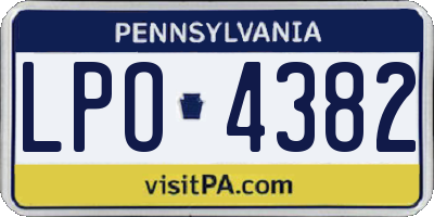 PA license plate LPO4382