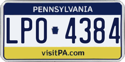 PA license plate LPO4384