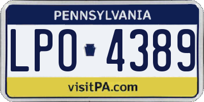 PA license plate LPO4389