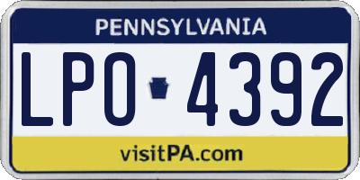 PA license plate LPO4392
