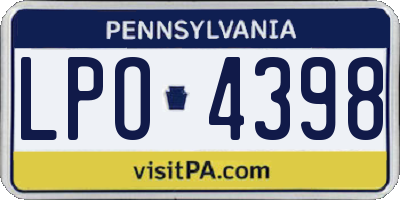 PA license plate LPO4398