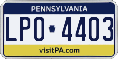 PA license plate LPO4403