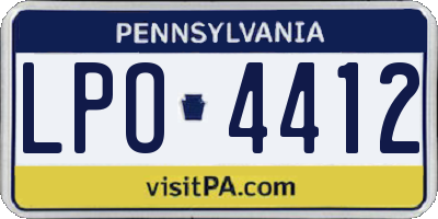 PA license plate LPO4412