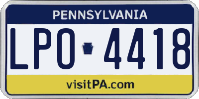 PA license plate LPO4418