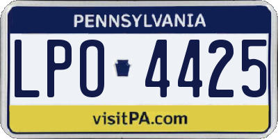 PA license plate LPO4425