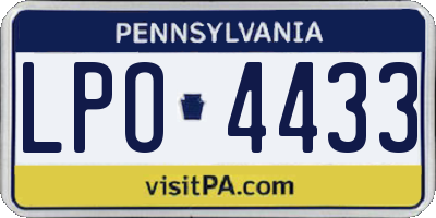 PA license plate LPO4433