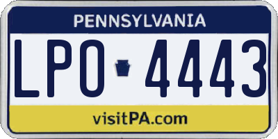 PA license plate LPO4443