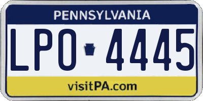 PA license plate LPO4445