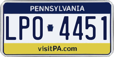 PA license plate LPO4451