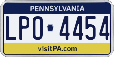 PA license plate LPO4454