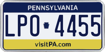 PA license plate LPO4455