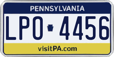 PA license plate LPO4456