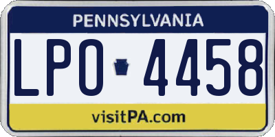 PA license plate LPO4458