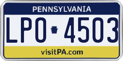 PA license plate LPO4503