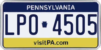 PA license plate LPO4505