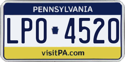 PA license plate LPO4520