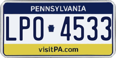 PA license plate LPO4533