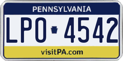PA license plate LPO4542