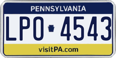 PA license plate LPO4543