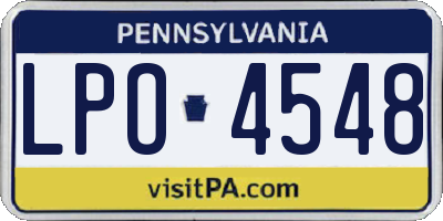 PA license plate LPO4548