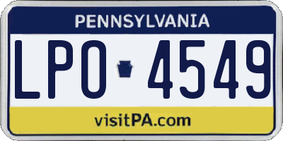 PA license plate LPO4549