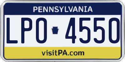 PA license plate LPO4550