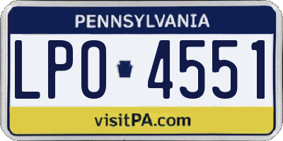 PA license plate LPO4551