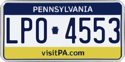 PA license plate LPO4553