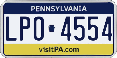 PA license plate LPO4554
