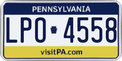 PA license plate LPO4558