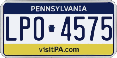 PA license plate LPO4575