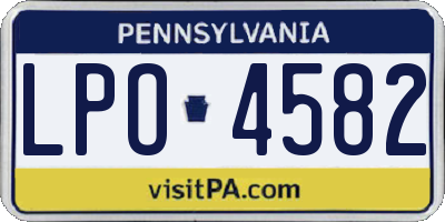PA license plate LPO4582