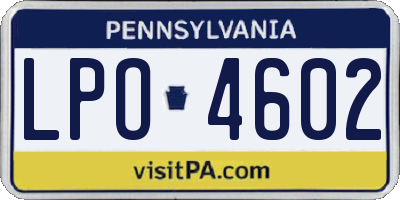 PA license plate LPO4602