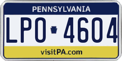 PA license plate LPO4604