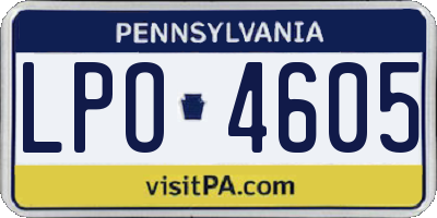 PA license plate LPO4605