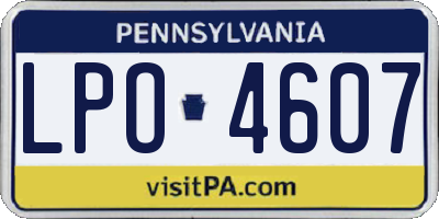 PA license plate LPO4607