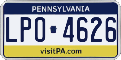 PA license plate LPO4626
