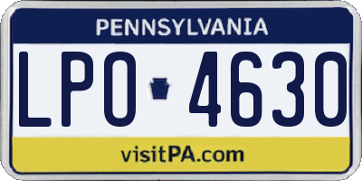 PA license plate LPO4630