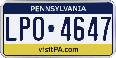 PA license plate LPO4647