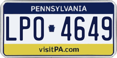 PA license plate LPO4649