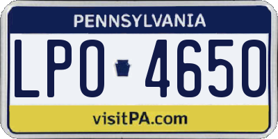 PA license plate LPO4650